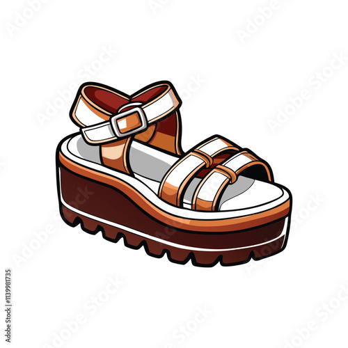 Showcase stylish chunky platform sandals; ideal for summer adventures.  Highlight comfort and trendy design elements.
