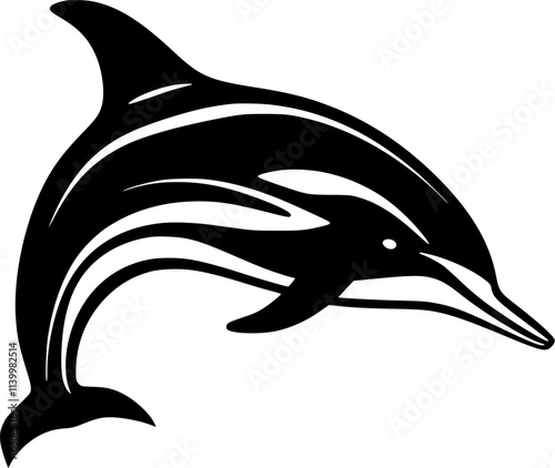 Dolphin - Black and White Isolated Icon - Vector illustration