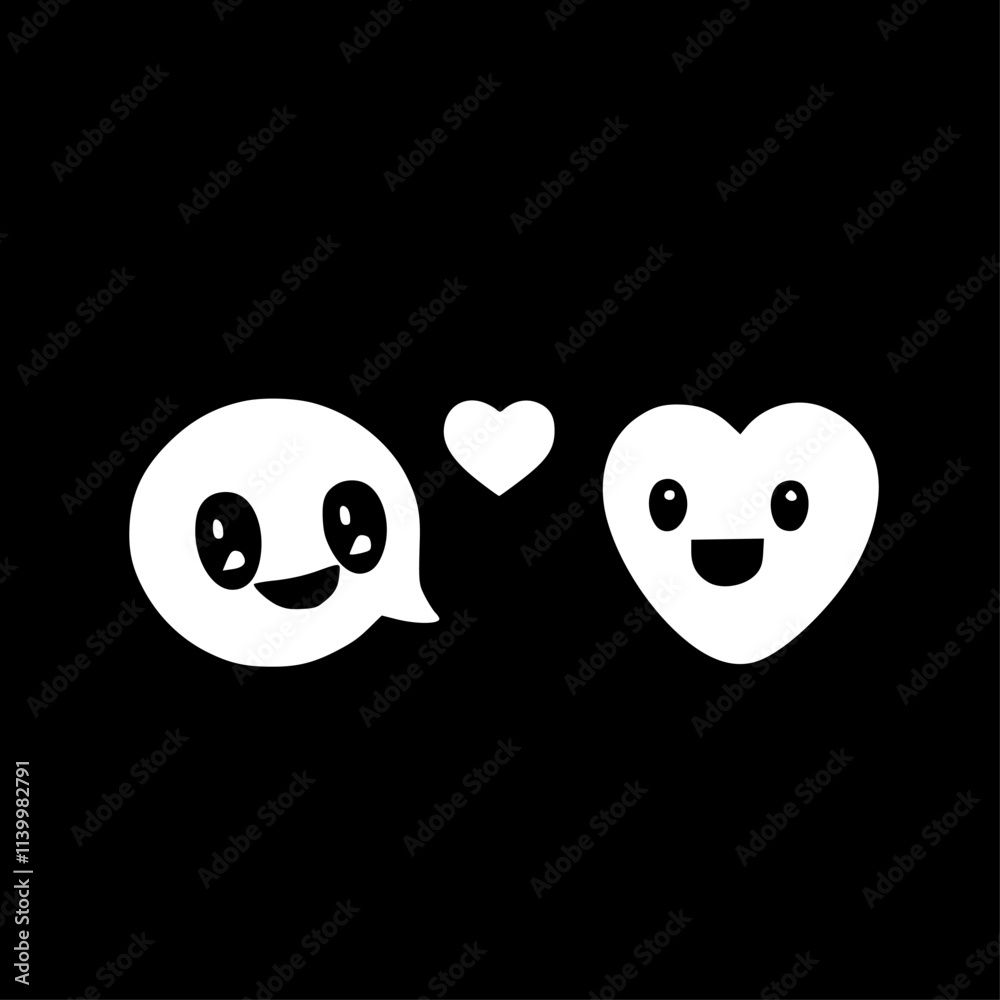 Obraz premium Conversation Hearts | Black and White Vector illustration