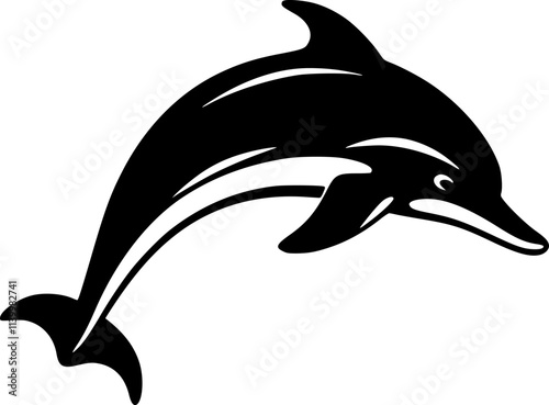 Dolphin | Black and White Vector illustration