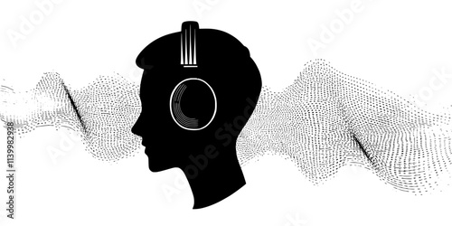 Binaural processing used to widen perceived space in an audio track, Vectorized Art