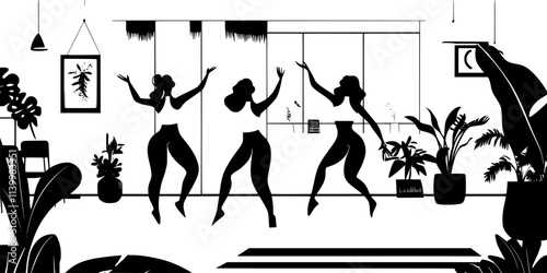 Dancers practicing their choreography in preparation for an upcoming festival, Vectorized Art