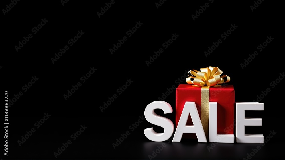 Fototapeta premium Exciting holiday sale with gift box and promotion text showcased for festive shopping season