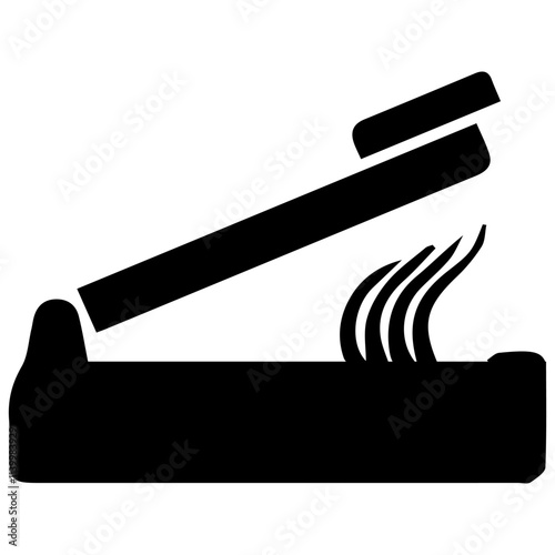 Heat press icon. Cloth or hair straightener electric machine tool symbol