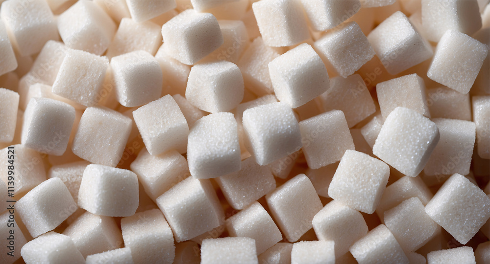 Close-up view of a pile of tiny, white sugar cubes Close-up view of a pile of tiny, white sugar cubes