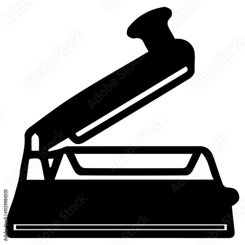 Heat press icon. Cloth or hair straightener electric machine tool symbol