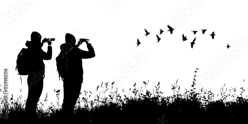 Participants monitoring local bird populations to predict when migratory species will pass through, Vectorized Art