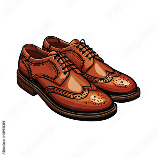 High-resolution image of classic men's leather Oxford shoes showcasing intricate brogue detailing, stitching, and polished leather.