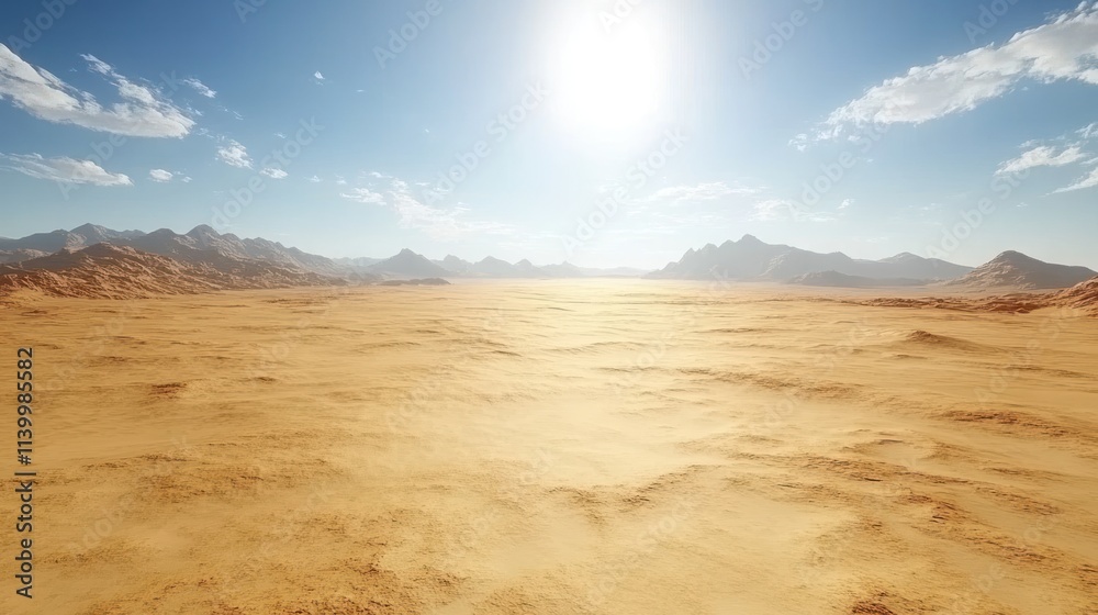 Fototapeta premium Vast desert landscape under a bright sun.