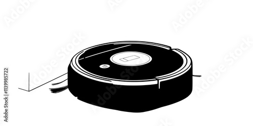 Robot vacuum returning to its docking station after finishing a full cleaning cycle, Vectorized Art