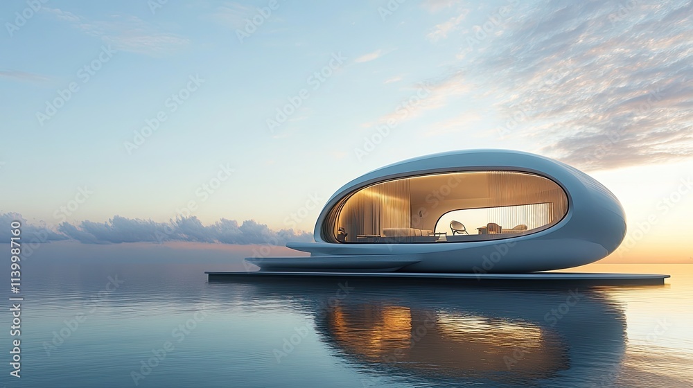 Obraz premium Futuristic Floating Home Modern Architecture Design
