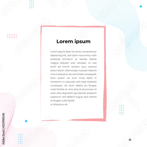 Text frame with different elements vector abstract background art style bright shiny colors, geometric design.