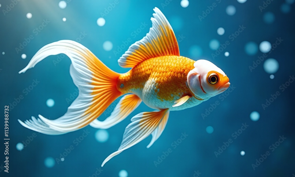 Vibrant goldfish Underwater scene Bright orange and white Vibrant goldfish Underwater scene Bright orange and white