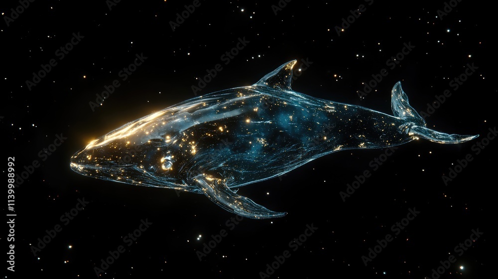 Fototapeta premium Celestial Whale Swims Through Starry Night