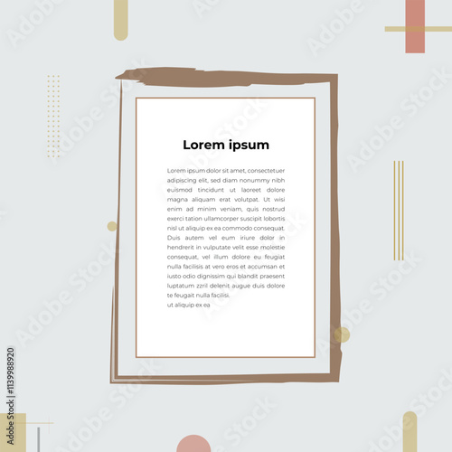 Text frame with different elements vector abstract background art style bright shiny colors, geometric design.