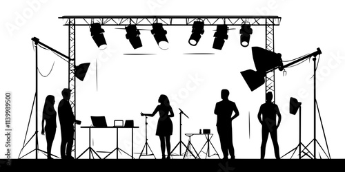 A backstage scene with performers preparing for their roles in a show, Illustration