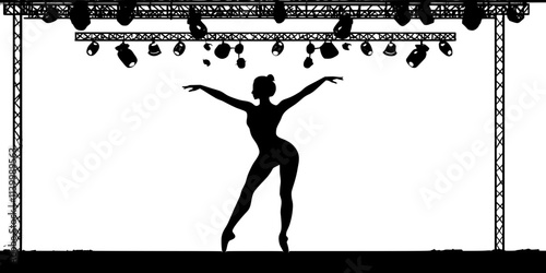 A ballet dancer stretching before a performance in a backstage area, Illustration