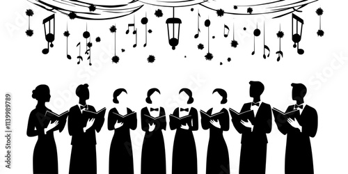 Choir singing traditional songs at a cultural event without instruments, Illustration