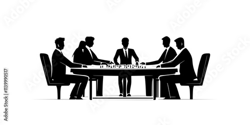 A group of friends sitting around a table, each carefully placing pieces on the board, Illustration
