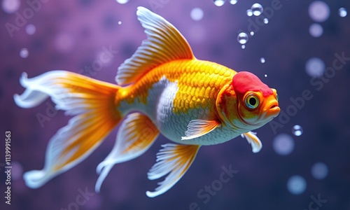 Vibrant goldfish Underwater scene Bright orange and white