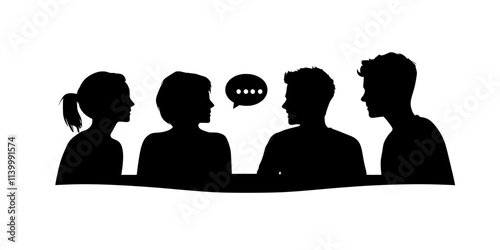 A person converses with locals while volunteering at a language event, Illustration