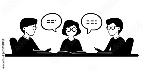 A person listening to dialogue in a foreign language class, Illustration
