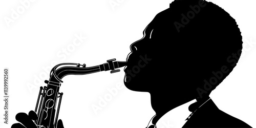 A player adjusting the mouthpiece of a saxophone before starting to play, Illustration