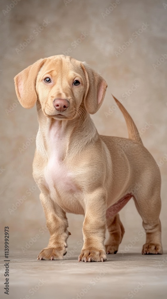 Adorable Dachshund Puppy Studio Portrait Tan Dog Cute Pet Adorable Dachshund Puppy Studio Portrait Tan Dog Cute Pet