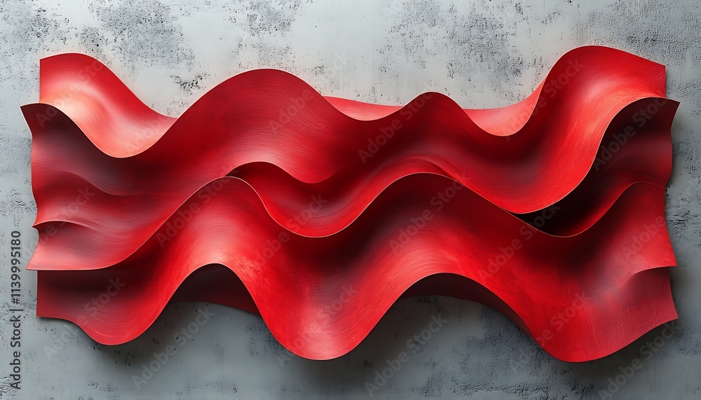 Red Wavy Object on a White Surface Vibrant Contrast and Elegant Simplicity Red Wavy Object on a White Surface Vibrant Contrast and Elegant Simplicity