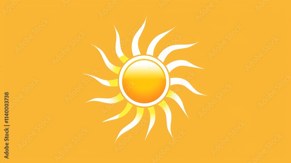 A simple sun icon on an orange background. A simple sun icon on an orange background.