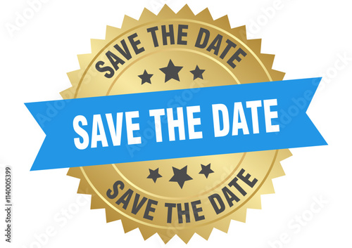 SAVE THE DATE label on transparent background