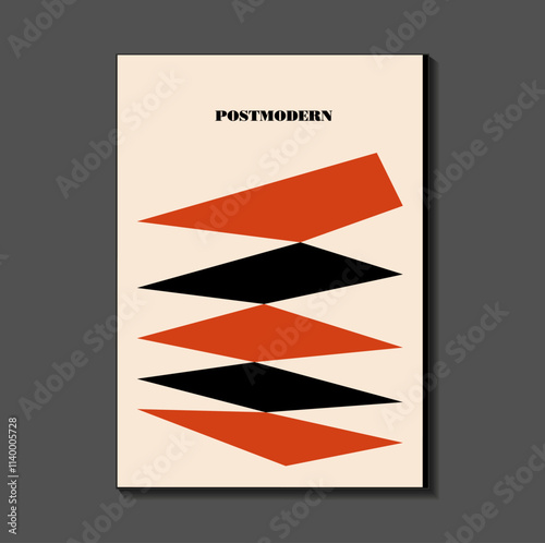 Poster inspired postmodern of vector abstract dynamic symbols with bold geometric shapes, useful for web background, poster art design, magazine front page, hi-tech print, cover artwork.