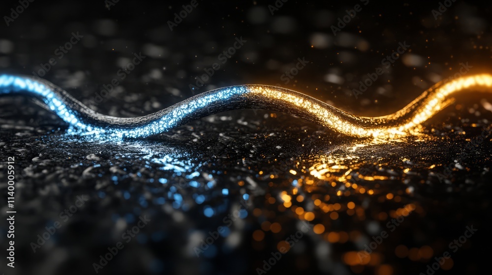 Intertwining gold and blue ribbons of light Intertwining gold and blue ribbons of light