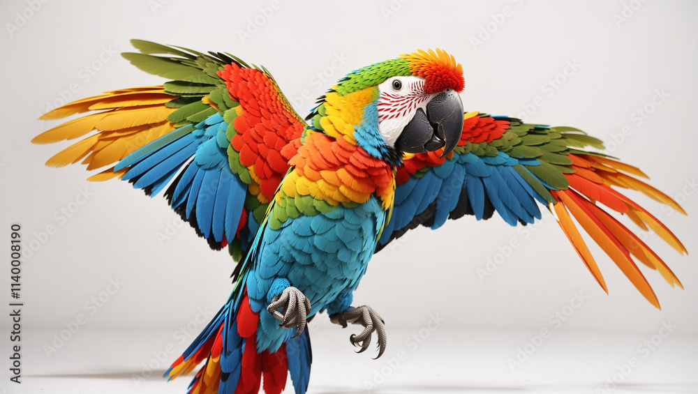 Fototapeta premium A colorful macaw with outstretched wings.
