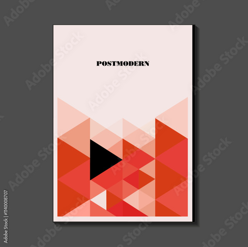 Poster inspired postmodern of vector abstract dynamic symbols with bold geometric shapes, useful for web background, poster art design, magazine front page, hi-tech print, cover artwork.