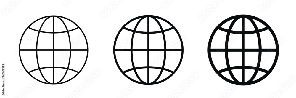 Globe line icons. Earth. Planet icon. World icon. Globe line icons. Earth. Planet icon. World icon.
