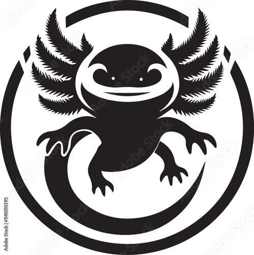Cute Cartoon Axolotl in a Circle Design