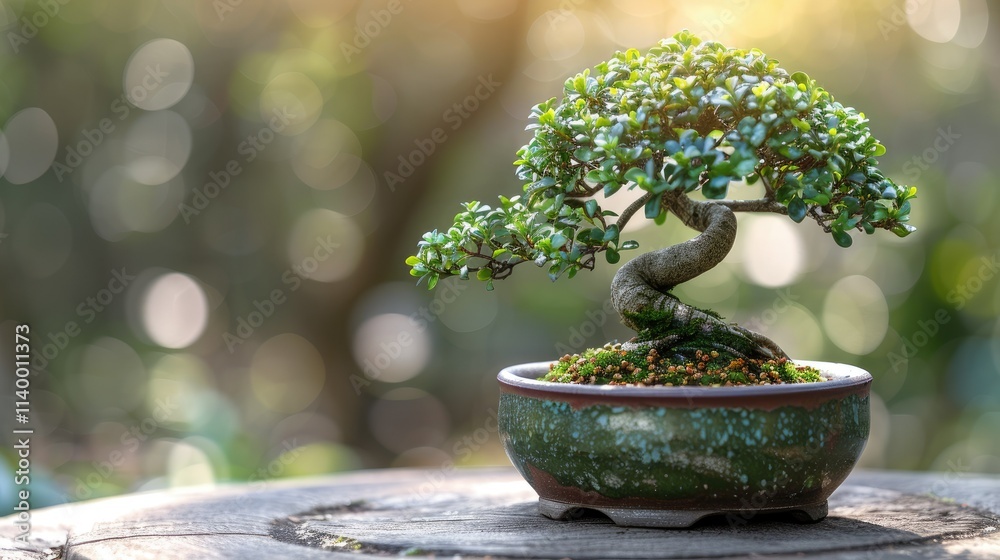 A bonsai tree in a pot, showcasing intricate details and natural beauty in a serene setting. A bonsai tree in a pot, showcasing intricate details and natural beauty in a serene setting.