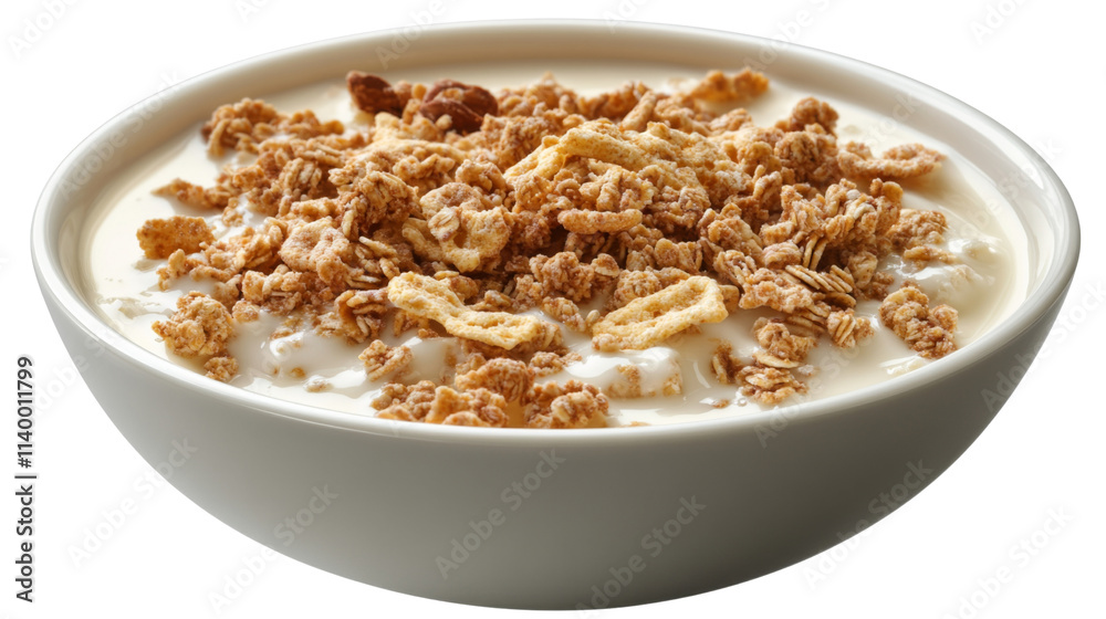 Bowl of cereal with a spoon, isolated on transparent background Bowl of cereal with a spoon, isolated on transparent background