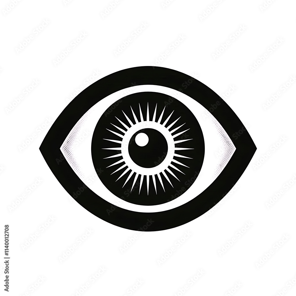 Minimalist Human Eye Icon with Black Almond Outline Minimalist Human Eye Icon with Black Almond Outline