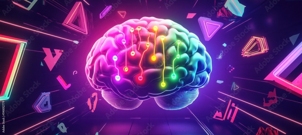 Fototapeta premium Human brain showing neural connections in a futuristic environment