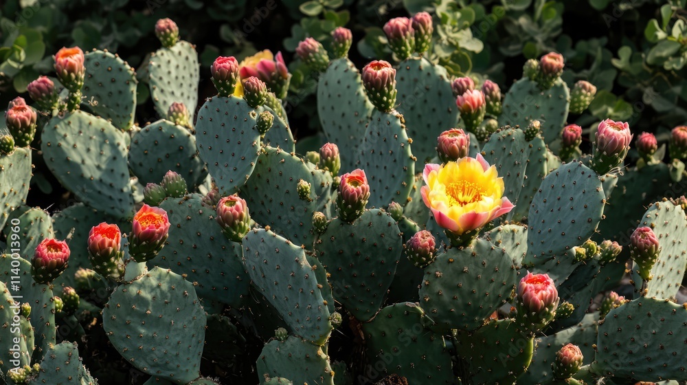 Vibrant cactus flowers blooming in a lush garden setting showcasing nature's beauty and colorful flora. Vibrant cactus flowers blooming in a lush garden setting showcasing nature's beauty and colorful flora.