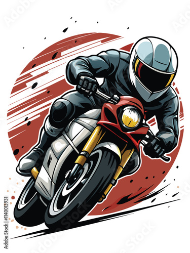 A motorcyclist expertly leans into a sharp turn during a race, showcasing speed and control.  Dynamic action shot.