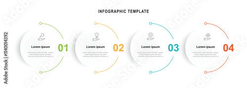 Business template infographic. 4 step circle for presentation, workflow and business information 