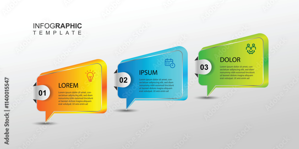 3 step process infographic template 