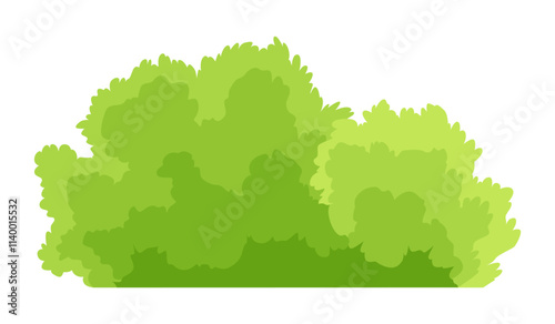 Bush icon. Cartoon forest or park shrubbery. Summer nature cartoon object isolated on white. Landscape scene create element. Vector cartoon illustration