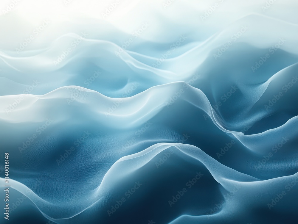 Obraz premium Abstract representation of soft, flowing waves in shades of blue.