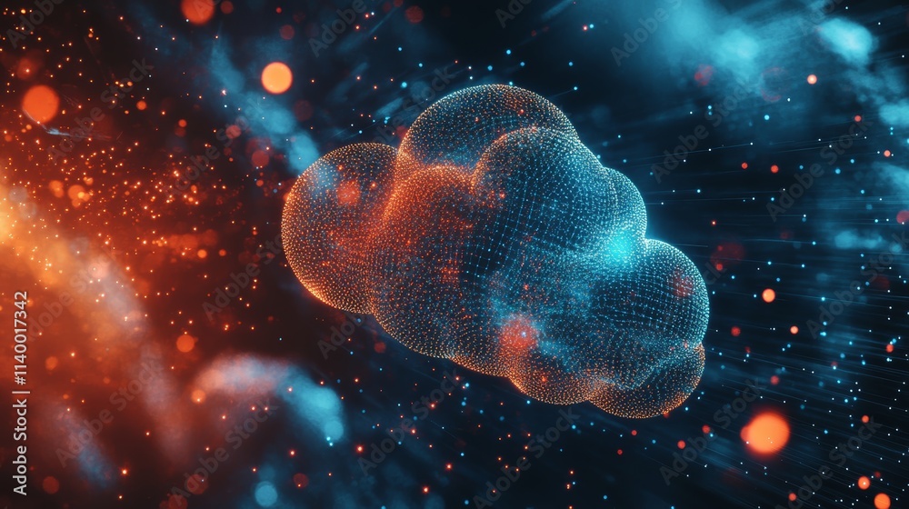 Futuristic Quantum Cloud Network Visualization Concept Futuristic Quantum Cloud Network Visualization Concept