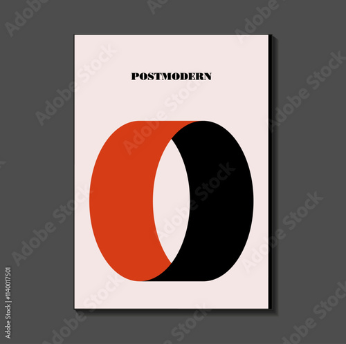 Poster inspired postmodern of vector abstract dynamic symbols with bold geometric shapes, useful for web background, poster art design, magazine front page, hi-tech print, cover artwork.