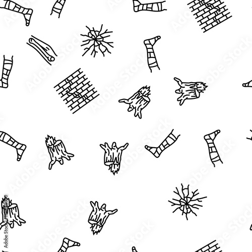 fracture bone break injury vector seamless pattern thin line illustration